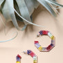 Hexagon Raffia Hoop Earrings - Colorful Design