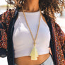 Beaded Tassel Necklace With Wooden Accents