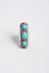 Bold Waterfall Turquoise Silver Fashion Ring