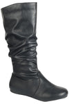 Women Leather Slouchy Flat Boot (SELENA-24)