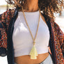 Beaded Tassel Necklace With Wooden Accents