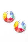 Beaded Rainbow Hoop Earrings - Bold & Colorful