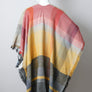 Colorblock & Stripe Ruana With Fringed Edges