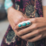 Bold Waterfall Turquoise Silver Fashion Ring