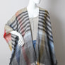 Colorblock & Stripe Ruana With Fringed Edges