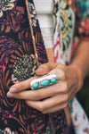 Bold Waterfall Turquoise Silver Fashion Ring