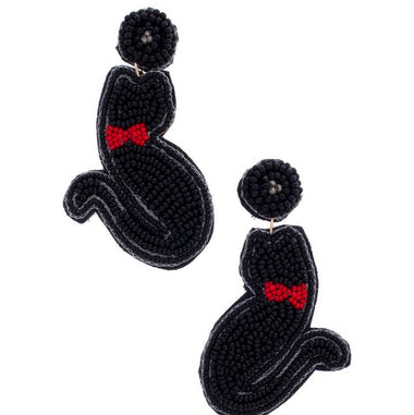 Halloween Black Cat Seed Bead Earring