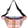 DIONA J CHIC PLAID HOLOGRAM FANNY PACK WAIST BAG COLOR BEIGE