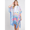 DIONA J WATERCOLOR BOHO GEOMETRIC PRINT KIMONO ONE SIZE COLOR BLUE