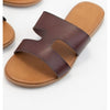 AMPLE-71 CUTOUT DETAIL UPPER FLAT SLIDE SANDAL Brown Size 5.5