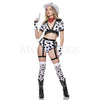 Dalmatian Cow Girl Women's 7 Pc Animal Print Crop Top Cosplay Costume Size XS