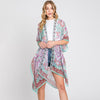 DIONA J ABSTRACT PAISLEY PRINT KIMONO CARDIGAN ONE SIZE COLOR GREEN