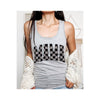 Diona J MAMA Checkered Mother Day Graphic Racerback Tank Top Color Grey Size XL