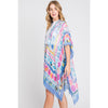 DIONA J WATERCOLOR BOHO GEOMETRIC PRINT KIMONO ONE SIZE COLOR BLUE
