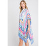 DIONA J WATERCOLOR BOHO GEOMETRIC PRINT KIMONO ONE SIZE COLOR BLUE