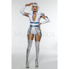 Space Cadet Scientist 4 Pc Silver Women's Dress Halloween Costume Set Size S/M