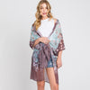 DIONA J ABSTRACT PAISLEY FLOWER PRINT KIMONO CARDIGAN ONE SIZE COLOR BROWN