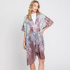 DIONA J ABSTRACT PAISLEY FLOWER PRINT KIMONO CARDIGAN ONE SIZE COLOR BROWN