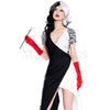 Cruel Villain Black & White Women’s Halloween Cosplay Costume Set Size S/M