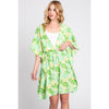 DIONA J FRONT ROPE FLOWER KIMONO ONE SIZE COLOR GREEN