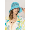 DIONA J SOLID STRAW BUCKET HAT ONE SIZE COLOR BLUE