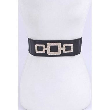 DIONA J PLUS SIZE CRYSTAL ACCENT ELASTIC BELT COLOR BLACK
