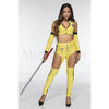 Kill Ninja 3 Pc Yellow Women's Halloween Cosplay Western Costume Set Size XL