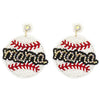 BASEBALL MAMA SEED BEAD POST EARRING