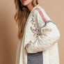 POL Embroidered Open Front Long Sleeve Jacket