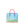 DIONA J TRENDY JELLY MULTI TONE SQUARE SHAPED HANDLE TOTE BAG COLOR BLUE/CLEAR