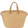 DIONA J CHIC STRAW COLORED HANDLE SATCHEL BAG COLOR TAUPE