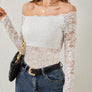 Off-Shoulder Long Sleeve Lace Top