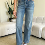 Judy Blue Full Size Mid Rise Distressed Straight Jeans