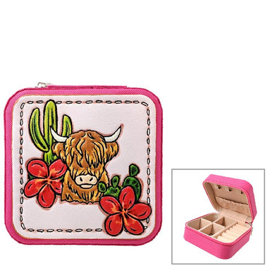 WESTERN TOOLED LEATHER TRAVEL JEWELRY BOX