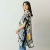 DIONA J MIXED PAISLEY PRINT KIMONO CARDIGAN ONE SIZE COLOR BLACK