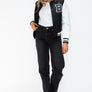 Love Me Now PU Leather Contrast Snap Down Bomber Jacket