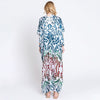 DIONA J DAMASK PRINT OPEN FRONT LONG KIMONO ONE SIZE COLOR TEAL