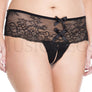Plus size lace back bow crotchless panty