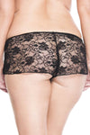 Plus size mesh and lace open crotch boxer panty