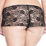 Plus size mesh and lace open crotch boxer panty