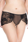 Plus size mesh and lace open crotch boxer panty
