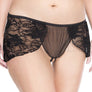 Plus size mesh and lace open crotch boxer panty