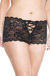 Plus size open back cheeky lace boyshort