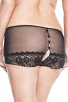Plus size back button crotchless lace panty