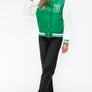 Love Me Now PU Leather Contrast Snap Down Bomber Jacket