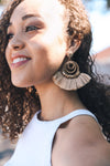 Fan Beaded Tassel Drop Earrings - Bold Statement