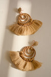 Fan Beaded Tassel Drop Earrings - Bold Statement