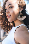 Fan Beaded Tassel Drop Earrings - Bold Statement