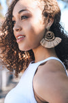 Fan Beaded Tassel Drop Earrings - Bold Statement