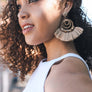 Fan Beaded Tassel Drop Earrings - Bold Statement